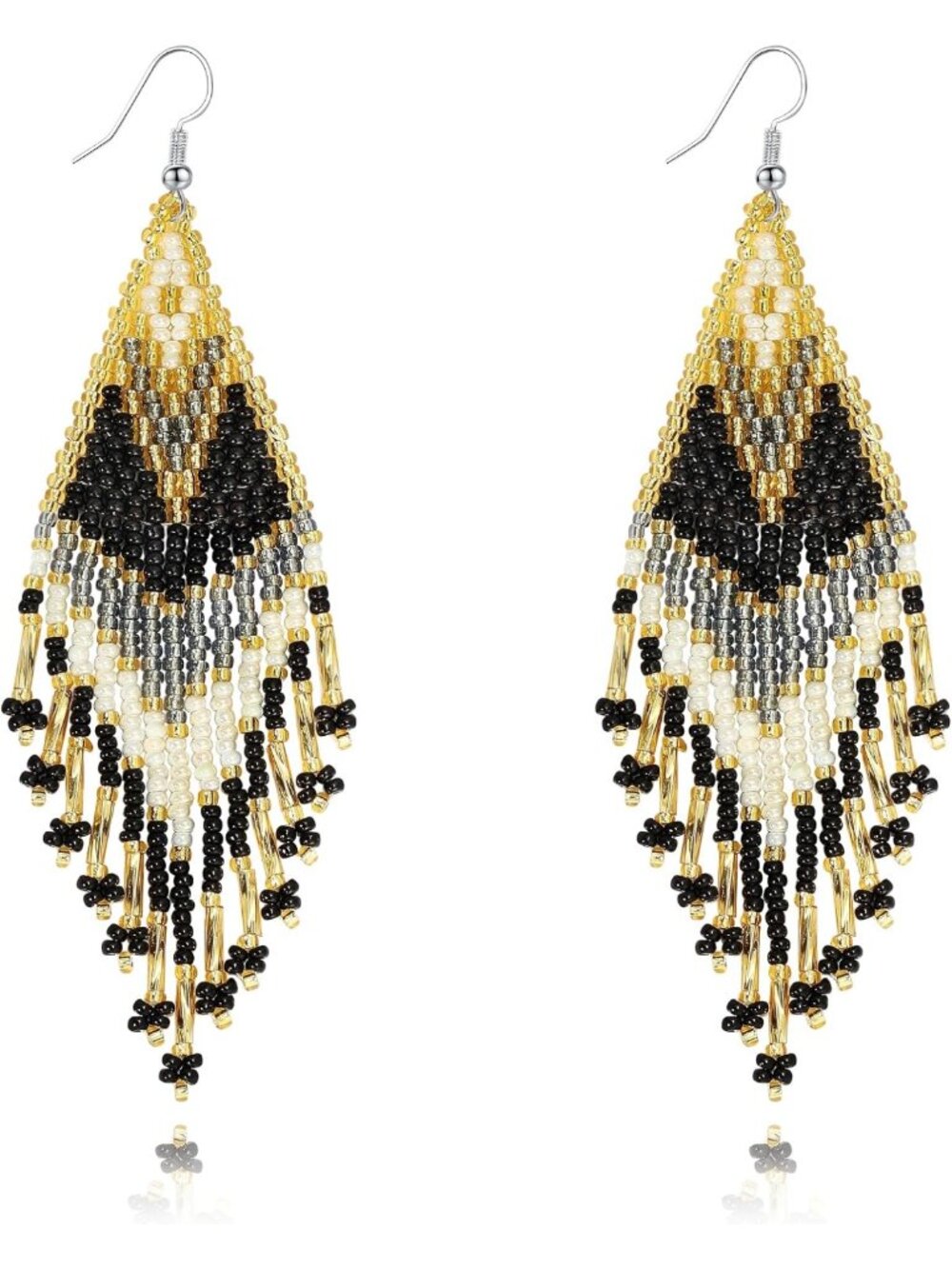 Handmade Bohemian Long Tassel Dangle Earrings with Beads - Chic Boho Style